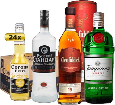 Russian Standard Original 24 x Corona Beer Bottle Case Tanqueray London Dry Gin Glenfiddich 15 Year Solera Reserve w/Gift Box 1L