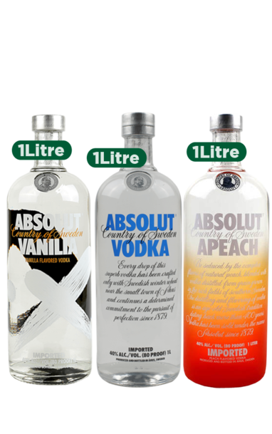 Absolut Vanilia 1L
Absolut Blue 1000ml
Absolut Apeach 1L