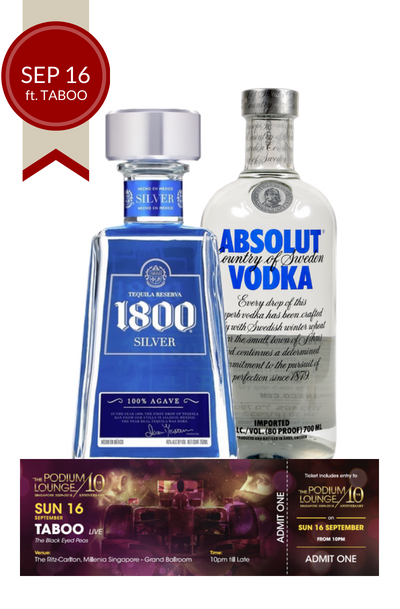 F1 Vodka Tequila Bundle plus 1 discounted ticket for the Podium Lounge SUNDAY 16 Sep ft TABOO