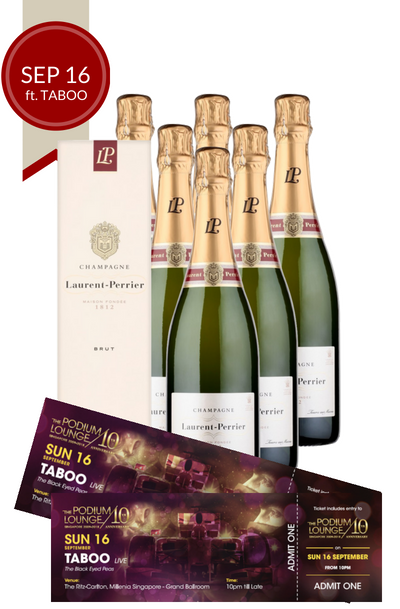 6 x Laurent Perrier Bundle plus 2 discounted tickets for Podium Lounge FRIDAY 14 Sep ft BOYZLIFE