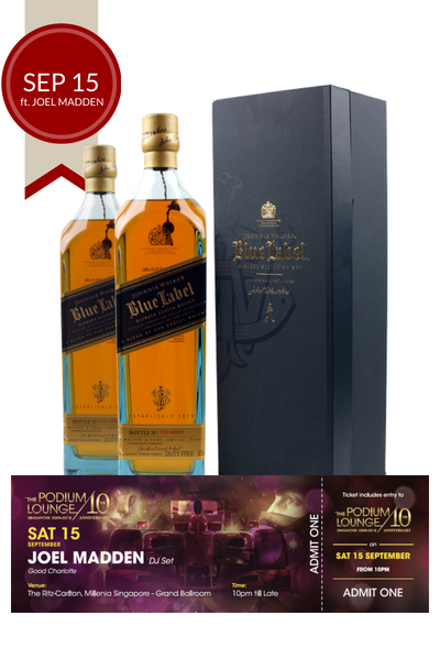 2 x Johnnie Walker Blue 1L w/Gift Box plus 1 discounted ticket for Podium Lounge SATURDAY 15 Sep ft DJ Joel Madden