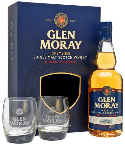 Glen Moray Classic Single Malt 700ml w/ 2 glasses