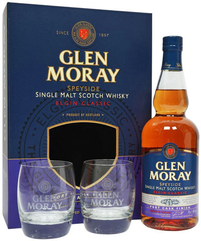 Glen Moray Port Single Malt 700ml w/ 2 glasses