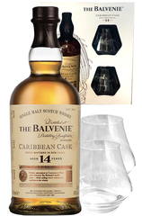 Balvenie 14 Years Caribbean Cask Single Malt 700ml Bottle Gift Pack with 2 Glasses