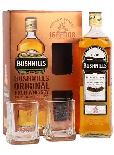 Bushmills Original Irish Whiskey w/Gift Box and 2 Glasses