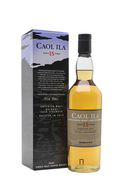 Caol Ila 15 Years Old Unpeated bottle and box